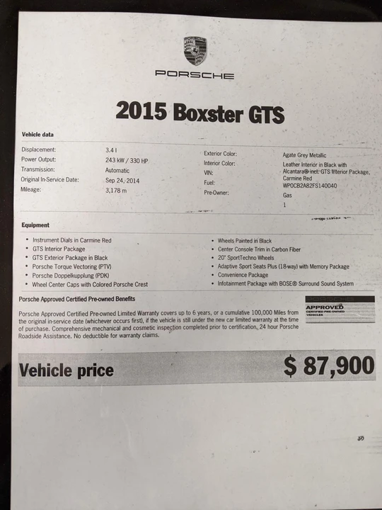 2015 Porsche 981 Boxster GTS - Image 2 of 31