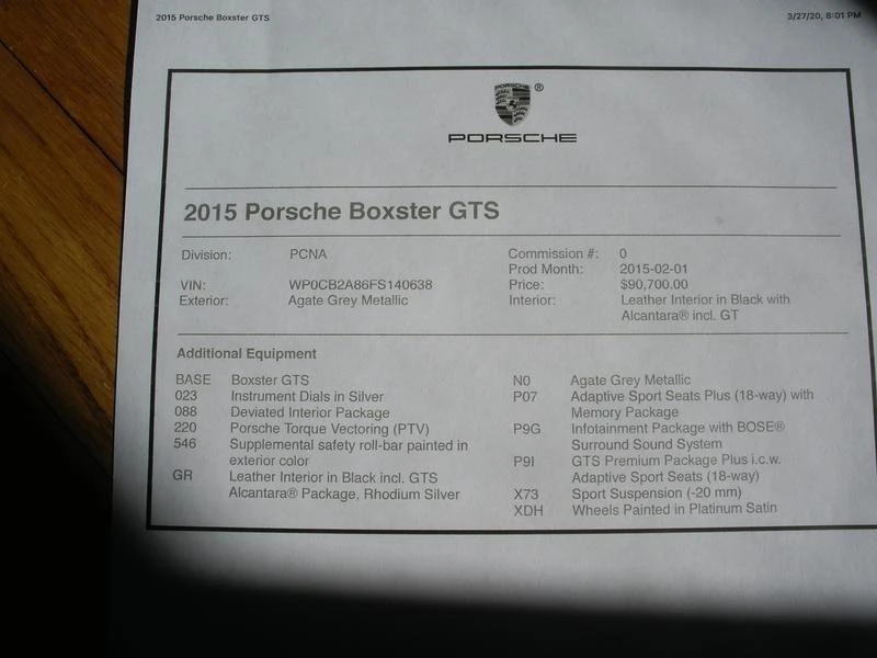 2015 Porsche 981 Boxster GTS - Image 2 of 10