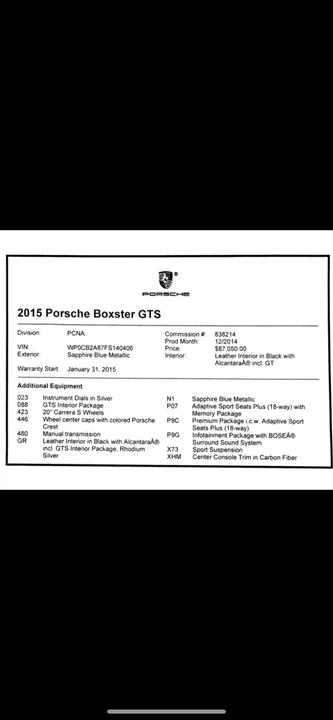 2015 Porsche 981 Boxster GTS - Image 13 of 13