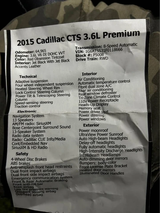 2015 Cadillac CTS 3rd Gen - Image 12 of 13