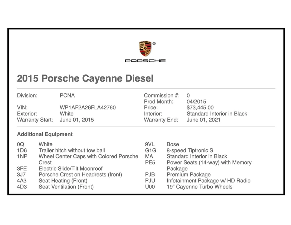 2015 Porsche 958 Cayenne Diesel - Image 15 of 15