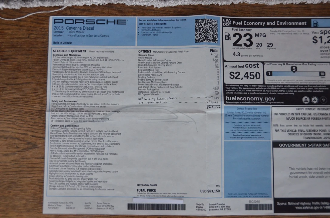 2015 Porsche 958 Cayenne Diesel - Image 10 of 12