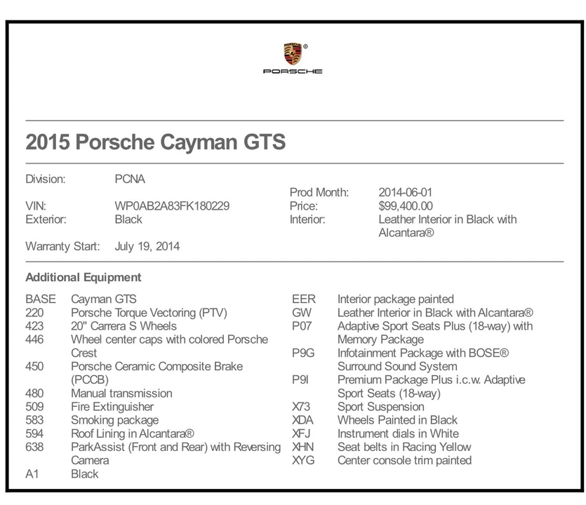 2015 Porsche 981 Cayman GTS - Image 15 of 15