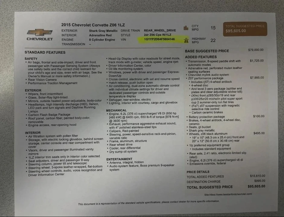 2015 Chevrolet Corvette C7 Z06 - Image 3 of 21