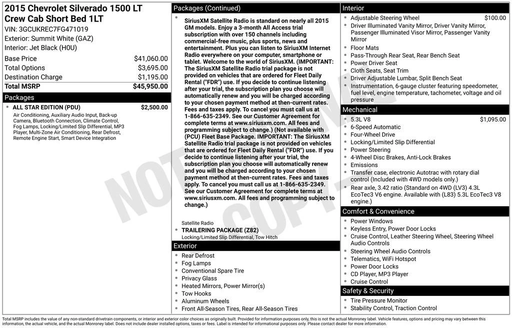 2015 Chevrolet Silverado 3rd Gen - Image 2 of 2