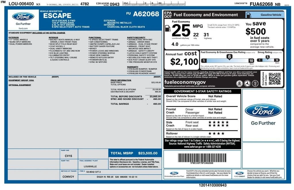 2015 Ford Escape - Image 2 of 2