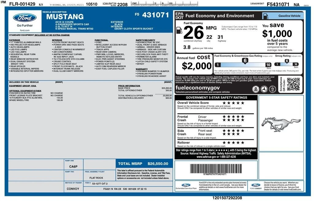 2015 Ford S550 Mustang - Image 2 of 2