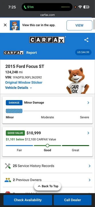 2015 Ford Focus ST 3rd Gen - Image 2 of 2