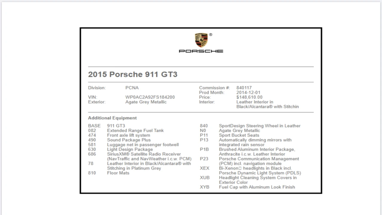 2015 Porsche 991 GT3 - Image 5 of 6