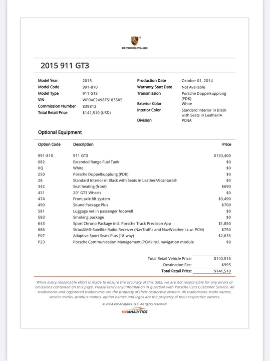 2015 Porsche 991 GT3 - Image 2 of 17