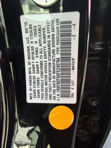2015 Honda Civic 9th Gen - Image 7 of 21