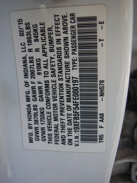 2015 Honda Civic 9th Gen - Image 18 of 18