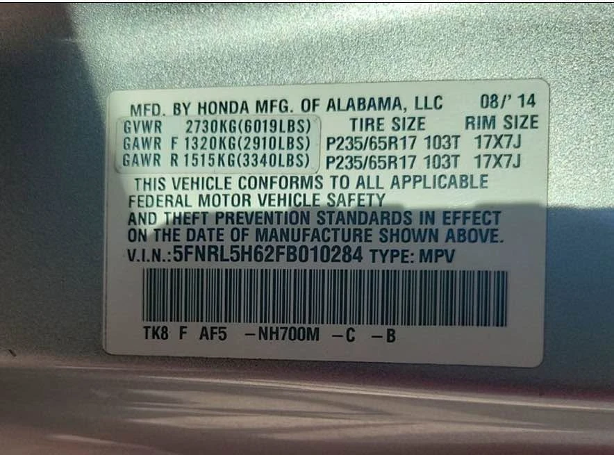 2015 Honda Odyssey - Image 10 of 13
