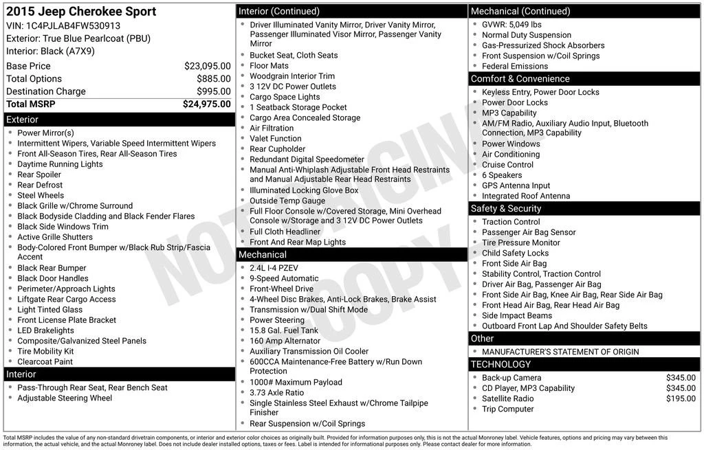 2015 Jeep KL Cherokee - Image 2 of 2