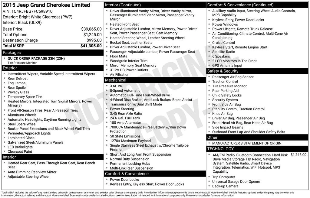 2015 Jeep WK2 Grand Cherokee - Image 4 of 12
