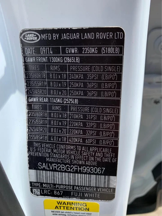 2015 Land Rover Range Rover Evoque 1st Gen - Image 19 of 19