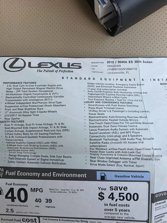 2015 Lexus ES 6th Gen - Image 16 of 16