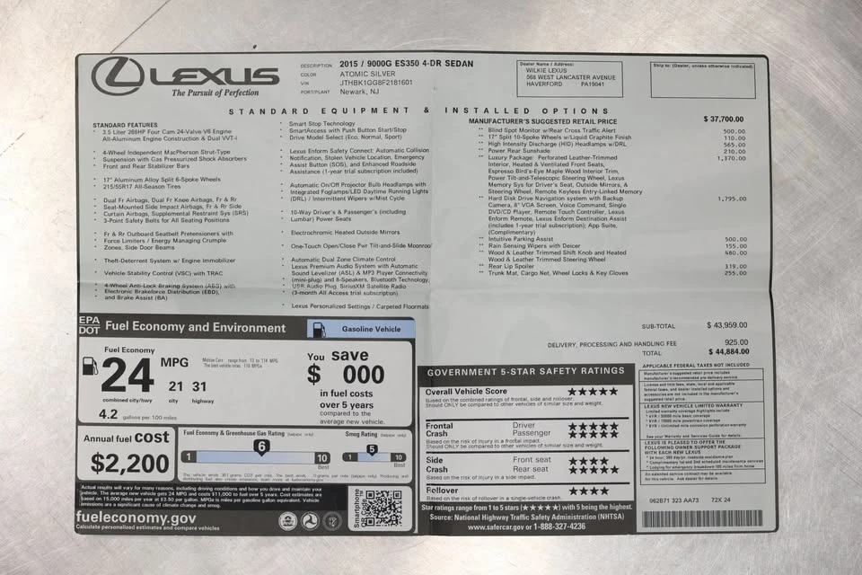 2015 Lexus ES 6th Gen - Image 6 of 20