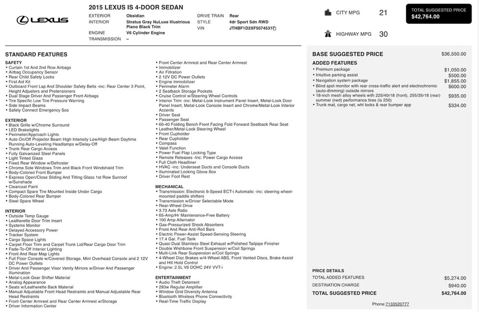 2015 Lexus IS 3rd Gen - Image 4 of 19