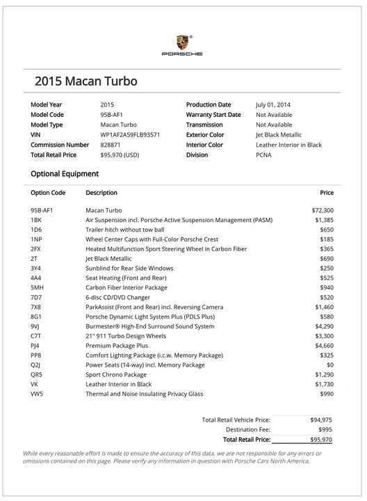 2015 Porsche Macan Turbo - Image 20 of 20
