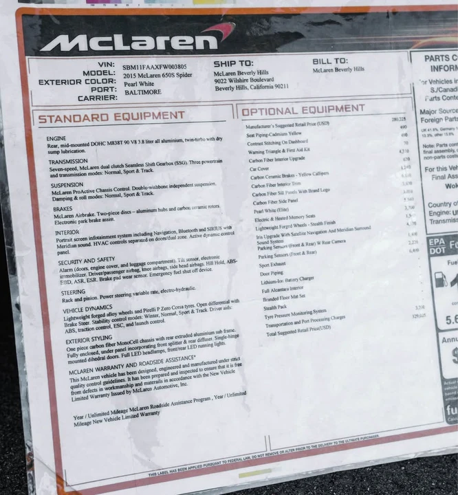 2015 McLaren 650S Spider - Image 20 of 20