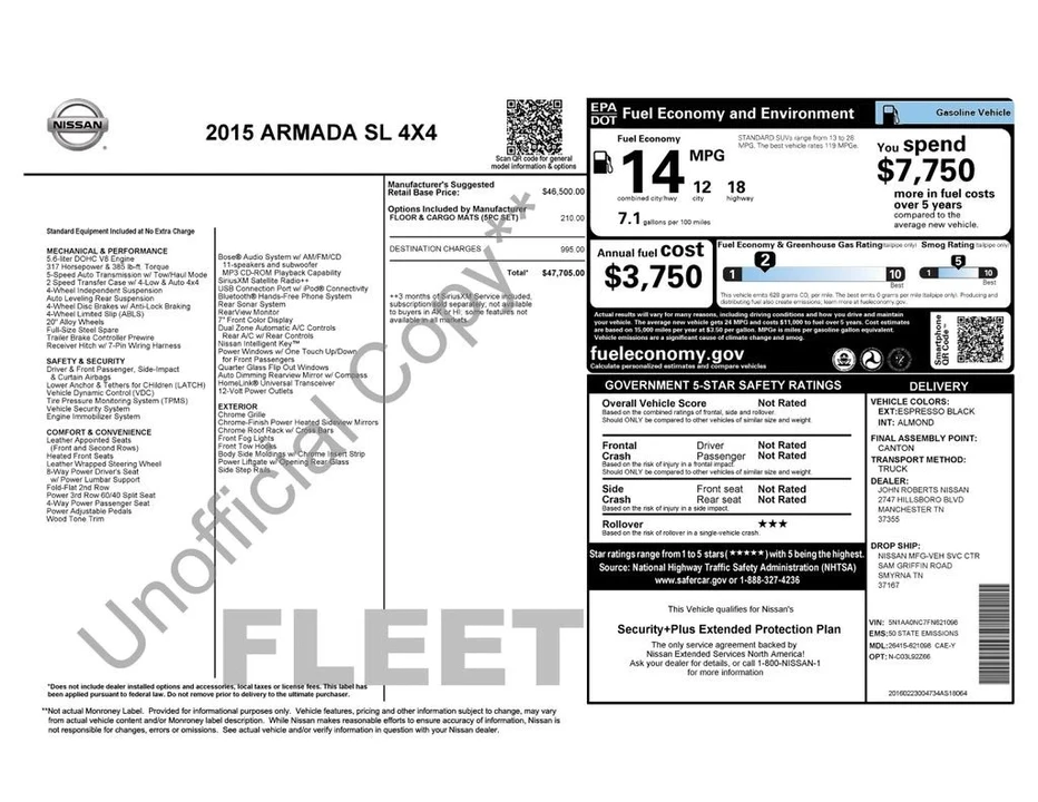 2015 Nissan Armada - Image 2 of 2