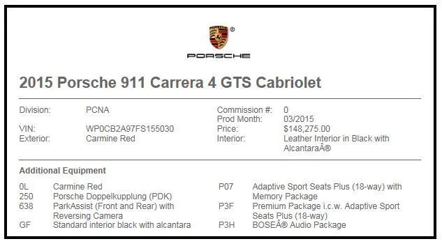 2015 Porsche 911 Carrera 4 GTS Cab