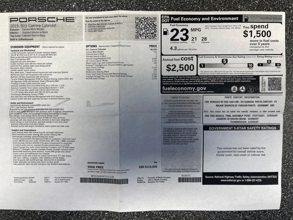 2015 Porsche 991 Carrera - Image 14 of 14