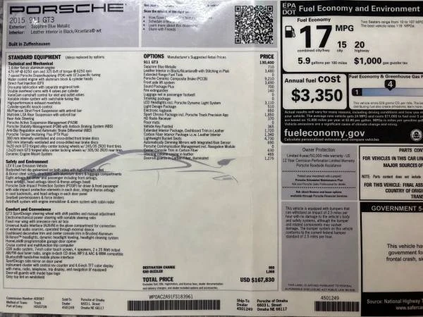 2015 Porsche 991 GT3 - Image 16 of 20