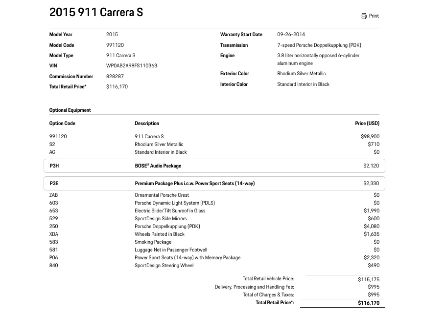2015 Porsche 991 Carrera S - Image 10 of 10