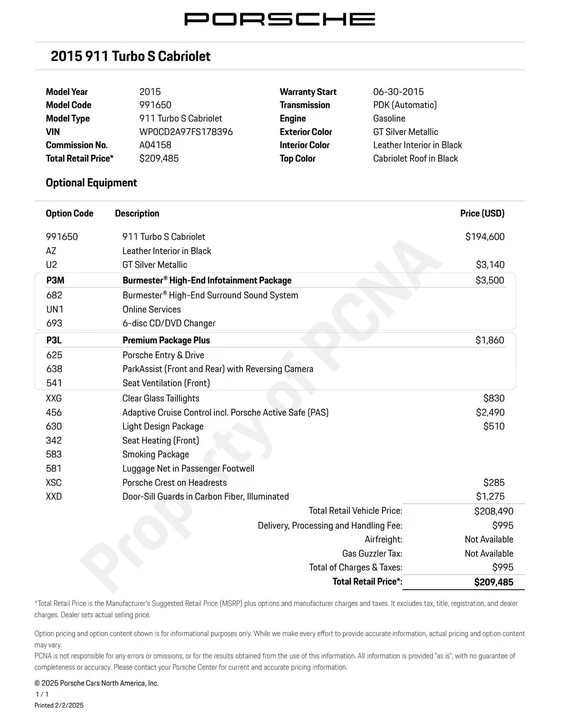 2015 Porsche 991 Turbo - Image 29 of 29
