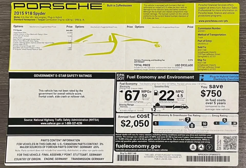 2015 Porsche 918 Spyder - Image 2 of 4