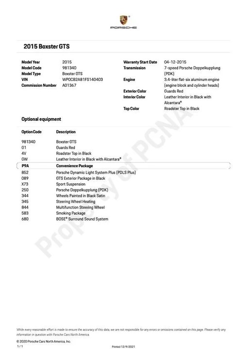 2015 Porsche 981 Boxster GTS - Image 2 of 10