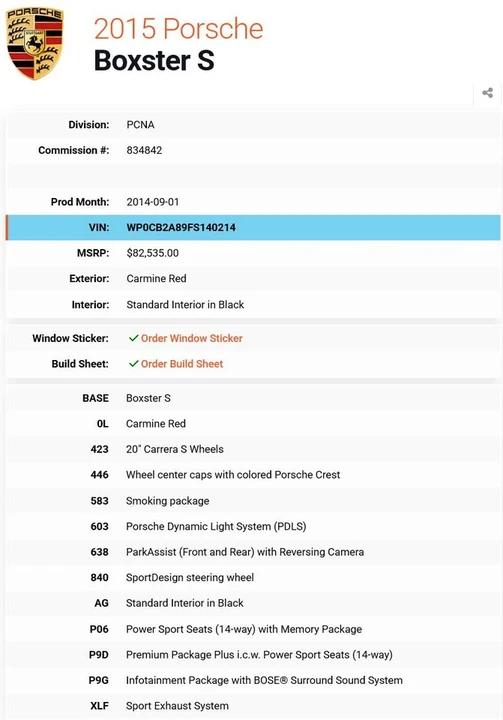 2015 Porsche 981 Boxster S - Image 17 of 20