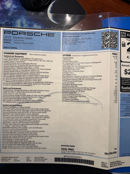 2015 Porsche 958 Cayenne Diesel - Image 14 of 14