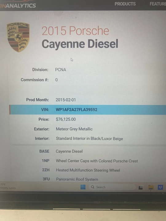 2015 Porsche 958 Cayenne Diesel - Image 3 of 20