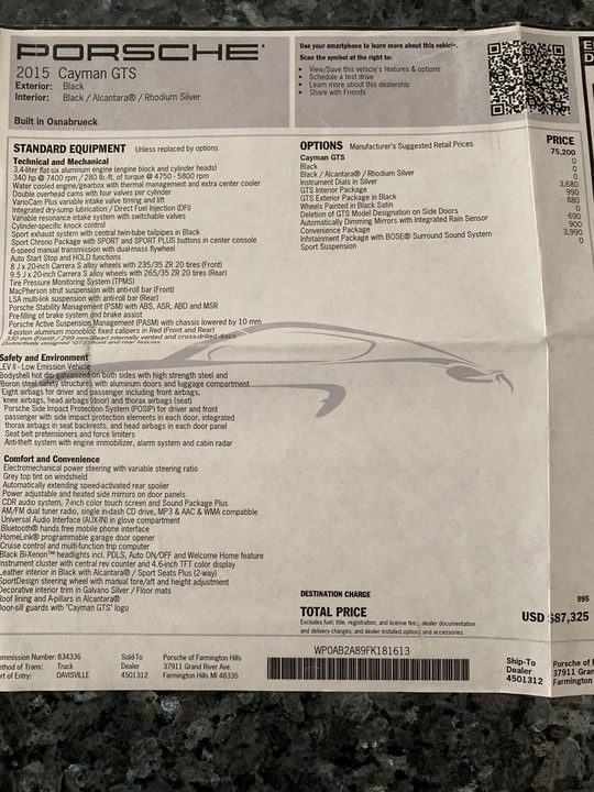 2015 Porsche 981 Cayman GTS - Image 8 of 9