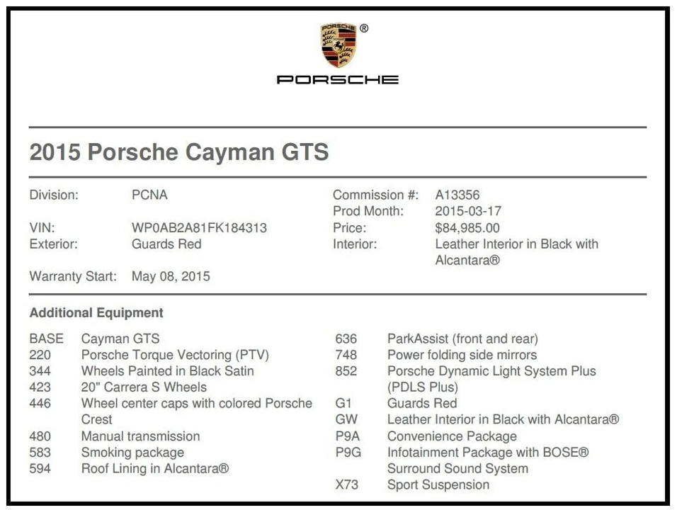 2015 Porsche 981 Cayman GTS - Image 16 of 18