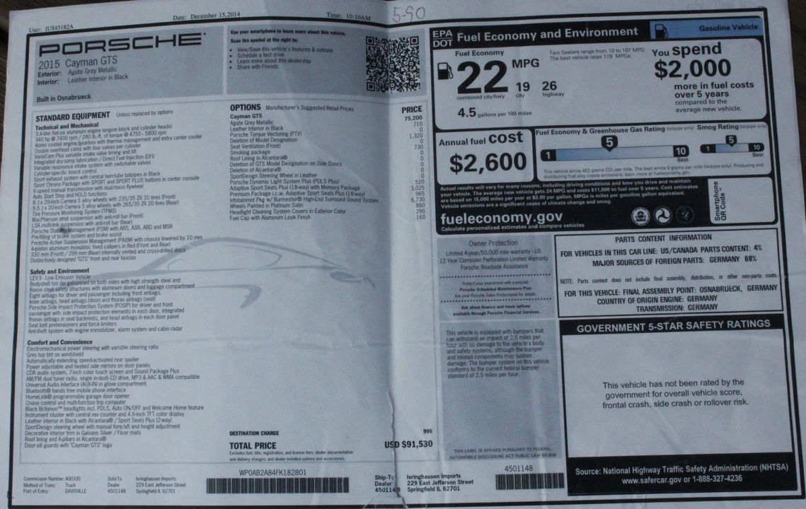 2015 Porsche 981 Cayman GTS - Image 19 of 21