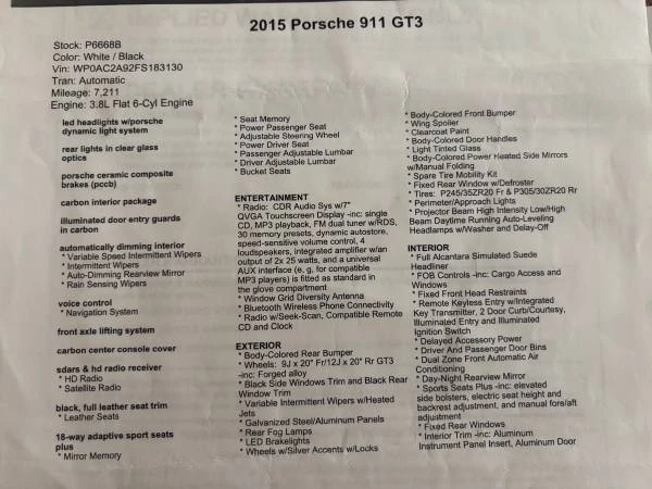 2015 Porsche 991 GT3 - Image 14 of 15