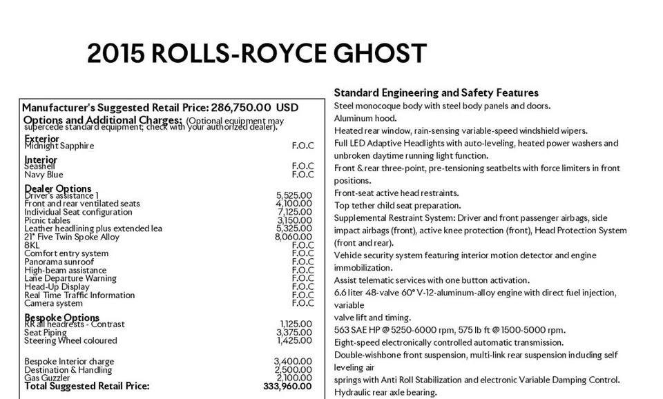 2015 Rolls-Royce Ghost 1st Gen - Image 8 of 20