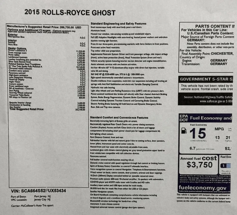 2015 Rolls-Royce Ghost 1st Gen - Image 8 of 19