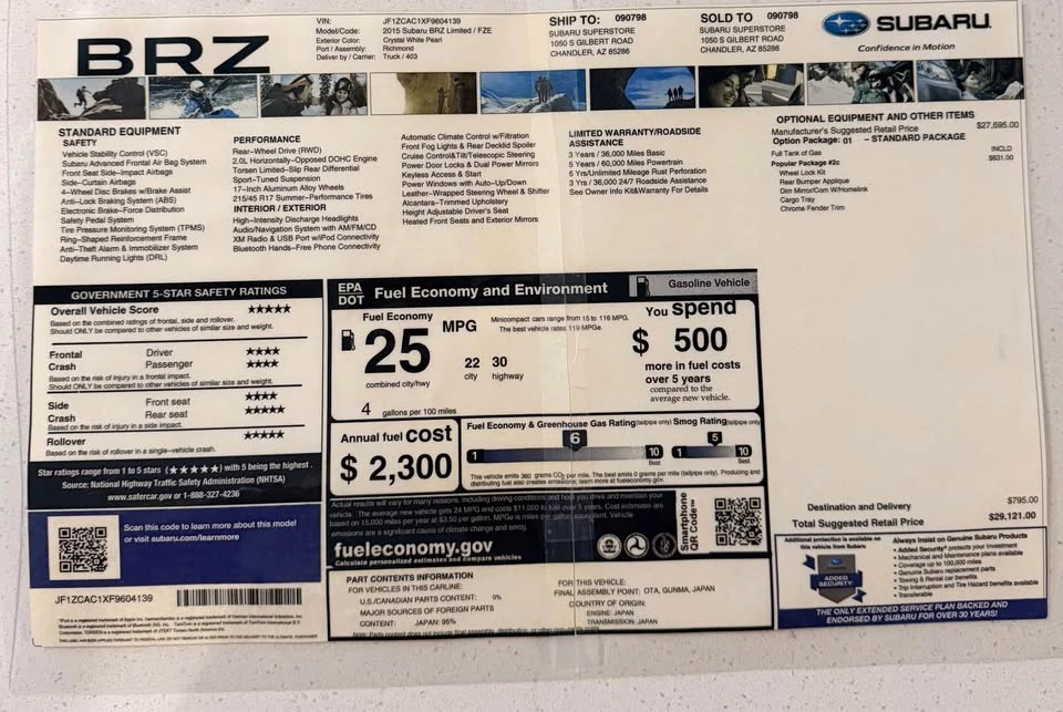 2015 Subaru BRZ 1st Gen - Image 6 of 7