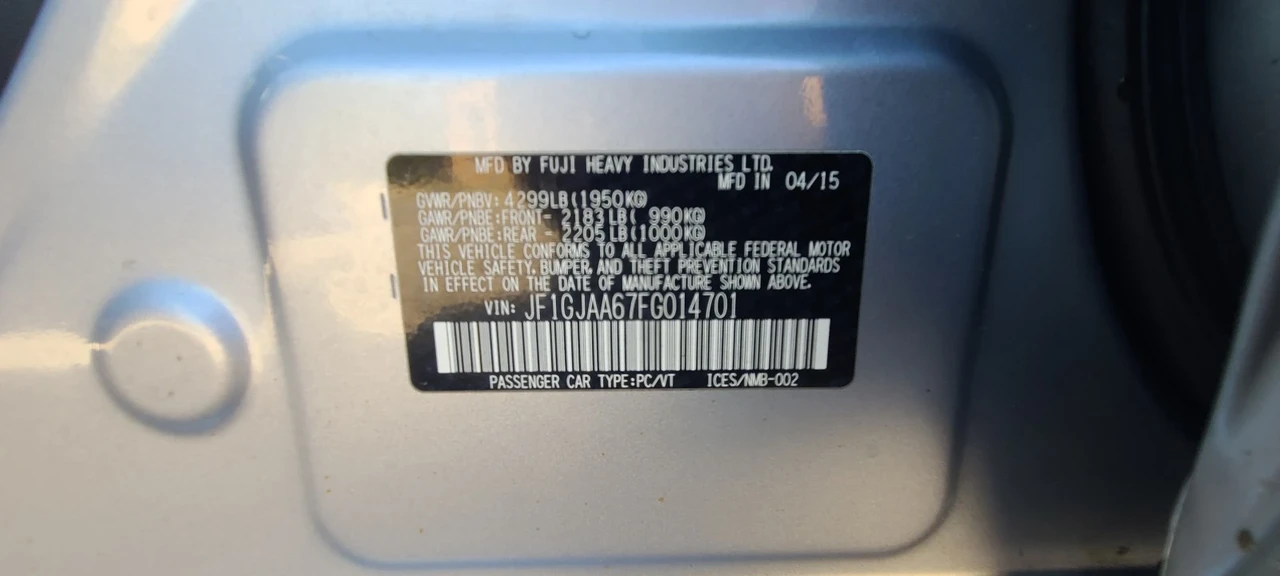 2015 Subaru Impreza 4th Gen - Image 15 of 20