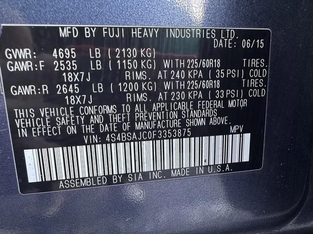 2015 Subaru Outback 5th Gen - Image 17 of 21