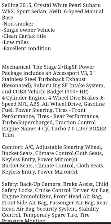 2015 Subaru Impreza WRX 4th Gen - Image 7 of 7