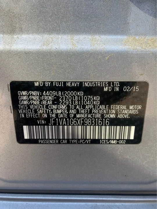 2015 Subaru Impreza WRX 4th Gen - Image 9 of 9