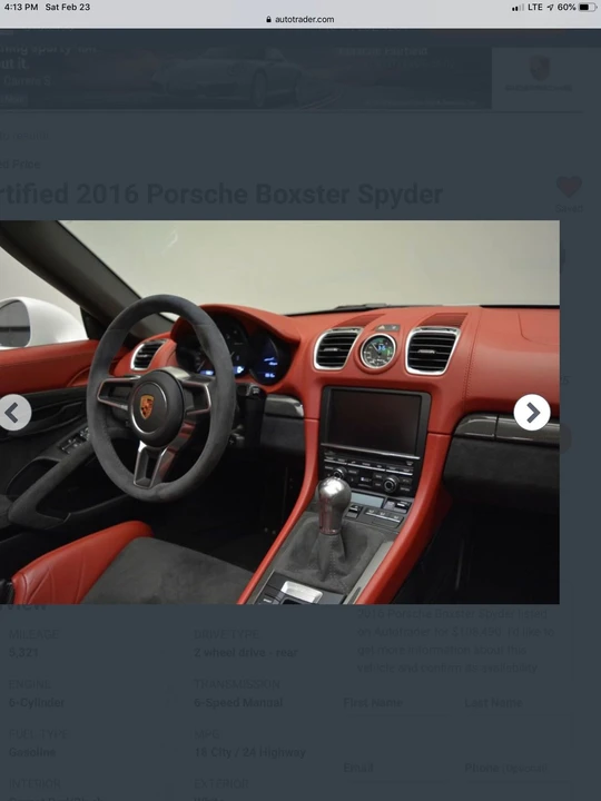 2016 Porsche 981 Boxster Spyder - Image 16 of 31
