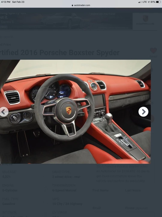 2016 Porsche 981 Boxster Spyder - Image 13 of 31