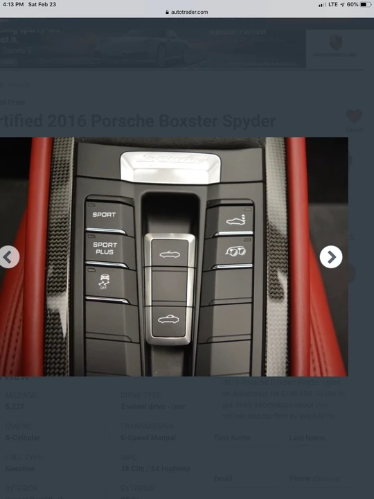 2016 Porsche 981 Boxster Spyder - Image 18 of 31